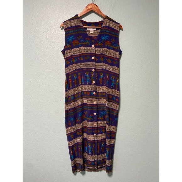 Vintage‎ Betsey's Things Women's Blue Button Up Dress Size 8 - Picture 1 of 8